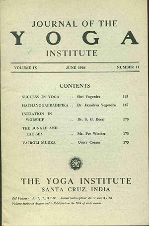 Journal of the Yoga Institute Volume IX Number 11