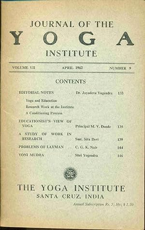 Journal of the Yoga Institute Volume VII Number 9