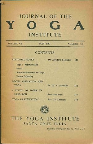 Journal of the Yoga Institute Volume VII Number 10
