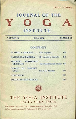 Journal of the Yoga Institute Volume IX Number 12