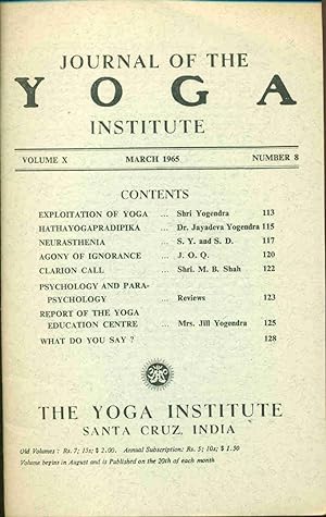 Journal of the Yoga Institute Volume X Number 8
