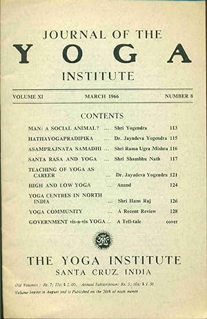 Journal of the Yoga Institute Volume XI Numpber 8
