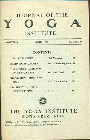 Journal of the Yoga Institute Volume X Number 9