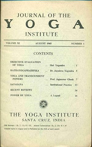Journal of the Yoga Institute Volume XI Number 1