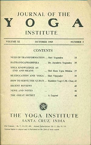 Journal of the Yoga Institute Volume XI Number 3