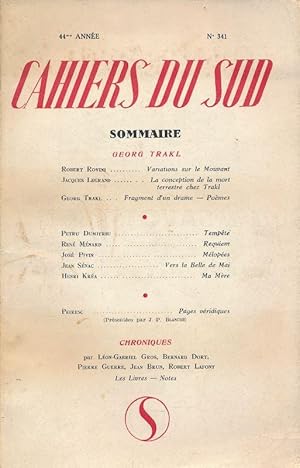 Bild des Verkufers fr Cahiers du Sud. N 341. Georg Trakl zum Verkauf von LIBRAIRIE GIL-ARTGIL SARL