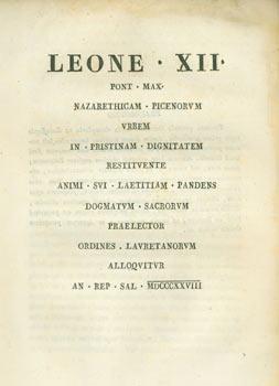 Leone XII Pont. Max. (Bound With) Gregorii Divina Providentia (1831).