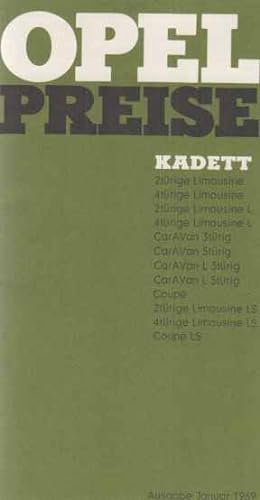 Kadett. 2türige Limousine. 4türige Limousine. . Opel Preise. Ausgabe Januar 1969. 16 S.; gefaltet...