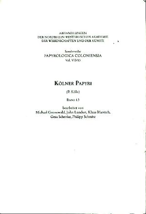 Bild des Verkufers fr Klner Papyri (P. Kln). Papyrologica Coloniensia Vol. 7, Bd. 13. zum Verkauf von Fundus-Online GbR Borkert Schwarz Zerfa