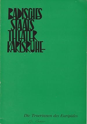 Bild des Verkufers fr Programmheft Die Troerinnen des Euripides. In einer Bearbeitung von Jean-Paul Sartre 30. September 1967 Spielzeit 1967 / 68 Heft 1 zum Verkauf von Programmhefte24 Schauspiel und Musiktheater der letzten 150 Jahre