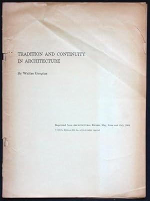 Imagen del vendedor de Tradition and Continuity in Architecture. Sonderdruck a la venta por Graphem. Kunst- und Buchantiquariat