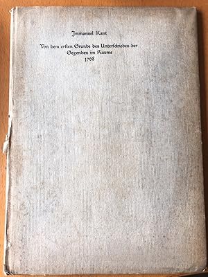 Von dem ersten Grunde des Unterschiedes der Gegenden im Raume 1768 Reprint von 1920 bei Tieffenba...