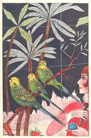 [Sittiche und rote Frau/Parakeet and Deco woman]. B. K. W. I. 477-3