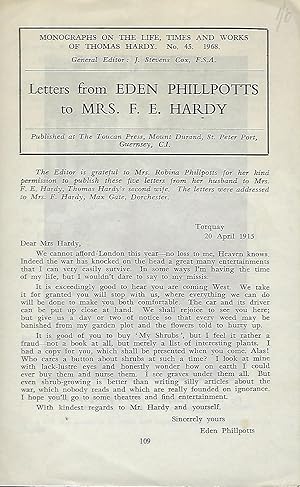 Image du vendeur pour LETTERS FROM EDEN PHILLPOTTS TO MRS. F. E. HARDY mis en vente par Antic Hay Books