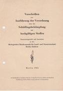 Seller image for Vorschriften zur Ausfhrung der Verordnung ber die Schdlingsbekmpfung mit hochgiftigen Stoffen. for sale by Buchversand Joachim Neumann
