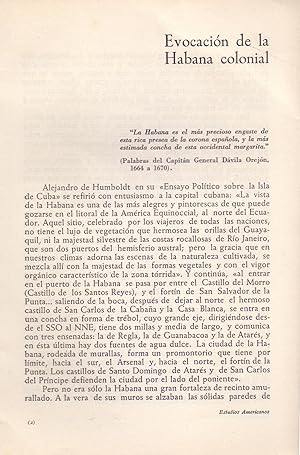 Seller image for EVOCACION DE LA HABANA COLONIAL (18 PAGINAS ORIGINALES DEL AO 1956, ESTUDIO COMPLETO TEXTO INTEGRO) for sale by Libreria 7 Soles