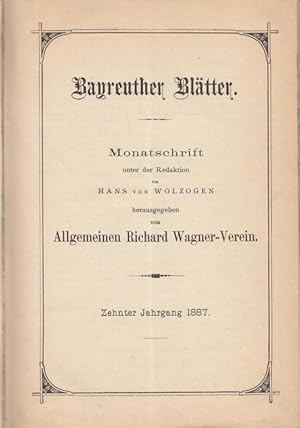 Immagine del venditore per Bayreuther Bltter. Zehnter (10). Jahrgang 1887. venduto da Antiquariat Carl Wegner