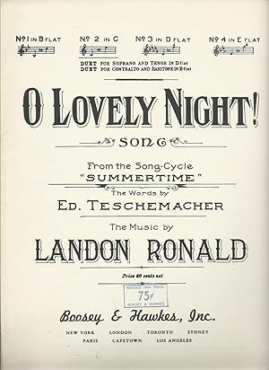Bild des Verkufers fr O Lovely Night ( Song From the Song- cyclel ) "Summertime SHEET MUSIC zum Verkauf von Swaney and Associates