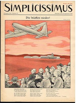 Bild des Verkufers fr Simplicissimus. Illustrierte Wochenschrift. Jahrgang 1955, Nummer 37. Die Waffen nieder! zum Verkauf von terrahe.oswald