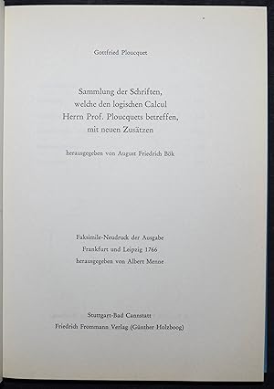 Sammlung der Schriften welche den logischen Calcul Herrn Prof. Ploucquets betreffen, mit neuen Zu...