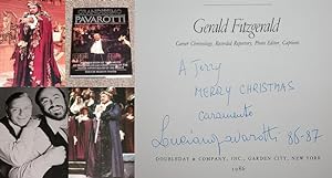 Bild des Verkufers fr GRANDISSIMO PAVAROTTI: A CELEBRATION OF THE CAREER OF THE WORLD'S GREATEST TENOR ON THE SILVER ANNIVERSARY OF HIS DEBUT - Rare Fine Copy of The First Hardcover Edition/First Printing: Signed, Dated (In The Year of Publication), And Inscribed by Pavarotti zum Verkauf von ModernRare