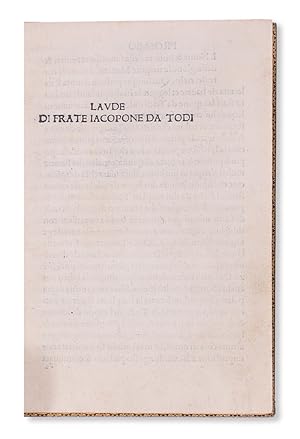 Bild des Verkufers fr Laude di Frate Iacopone da Todi. zum Verkauf von Libreria Antiquaria Pregliasco
