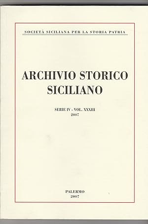 Seller image for Archivio storico siciliano. Serie IV - Vol. XXXIII for sale by Libreria Gull