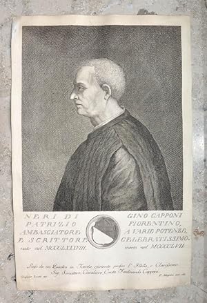 Kupferstich-Porträt von Allegrini nach Zocchi. Neri di Gino Capponi.