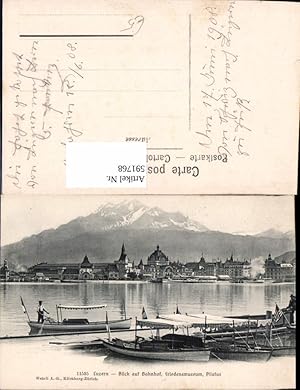 Image du vendeur pour 591768,Luzern Blick auf Bahnhof Friedensmuseum u. Pilatus Boote Switzerland mis en vente par Versandhandel Lehenbauer