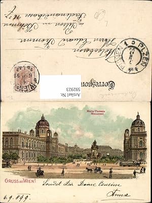 Bild des Verkufers fr 592923,Litho Wien Innere Stadt Maria-Theresia-Monument Museen 1899 Vienna zum Verkauf von Versandhandel Lehenbauer