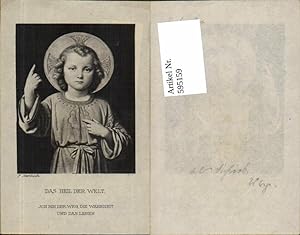 Bild des Verkufers fr 595159,Andachtsbild Heiligenbild F. Ittenbach Das Heil d. Welt Jesuskind zum Verkauf von Versandhandel Lehenbauer