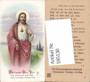 Bild des Verkufers fr 595130,Andachtsbild Heiligenbild Heiligstes Herz Jesu Jesus zum Verkauf von Versandhandel Lehenbauer