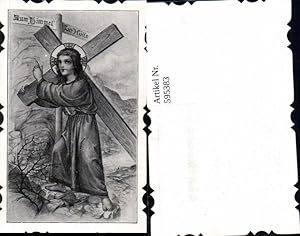 Bild des Verkufers fr 595383,Andachtsbild Heiligenbildchen Jesus trgt Kreuz Wegweiser Zum Himmel Zur Hlle zum Verkauf von Versandhandel Lehenbauer