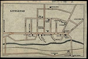 Littleton New Hampshire city plan c.1880's detailed charming scarce color map