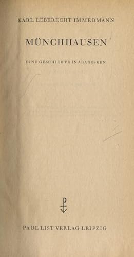 Immagine del venditore per Mnchhausen Eine Geschichte in Arabesken Epikon Romane der Weltliteratur venduto da Flgel & Sohn GmbH