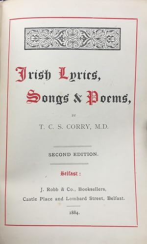 Bild des Verkufers fr Irish Lyrics, Songs & Poems zum Verkauf von Joe Collins Rare Books