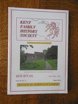Seller image for Kent Family History Society Journal, Vol 14, No 3 (June 2014) for sale by Carvid Books