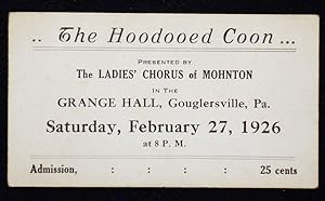 Ticket for performance of The Hoodooed Coon