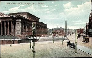 Bild des Verkufers fr Ansichtskarte / Postkarte Liverpool North West England, Lime Street and St. Georges Hall zum Verkauf von akpool GmbH