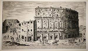 Bild des Verkufers fr Vestigij del Theatro che f edificato da Augusto in nome di Marcello suo nipote, quale f di belliss maniera d?archittetura, secondo li vestigij che vi si vedono, parte intierie, e parte consumati dal fuoco, et dal tempo; fu questo Theatro grande e spatioso dentro, di quello potevano stare a vedere i giochi, che ivi si facevano LXXX milia persone. Sopra le sue rouine  edificato il palazzo de Signori Savelli, e oggidi si chiama volgarmente quella contrada piazza montanara. zum Verkauf von Librera Anticuaria Antonio Mateos