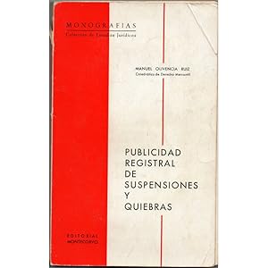 Immagine del venditore per PUBLICIDAD REGISTRAL DE SUSPENSIONES Y QUIEBRAS venduto da Librera Salamb