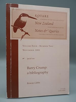 Imagen del vendedor de Barry Crump: A Bibliography. Special Issue of Kotare: New Zealand Notes and Queries. a la venta por ROBIN SUMMERS BOOKS LTD