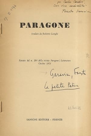 Bild des Verkufers fr La petite patrie. Provincia e letteratura in Francia. Estratto dal n. 284 della rivista Paragone/letteratura ottobre 1973. zum Verkauf von Libreria Oreste Gozzini snc