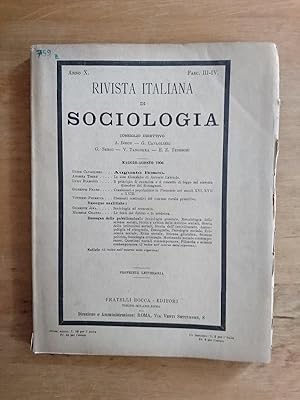 Rivista Italiana di Sociologia - Anno X. - Fasc. III - IV