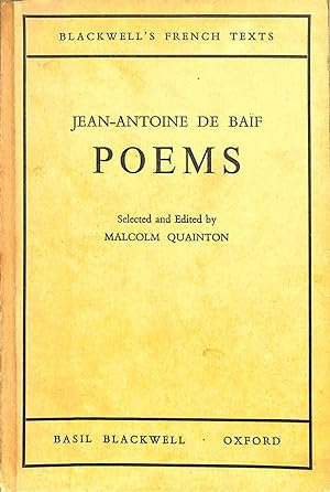 Bild des Verkufers fr Jean-Antoine de Ba f: Poems zum Verkauf von WeBuyBooks