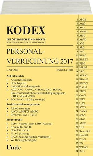 Bild des Verkufers fr KODEX Personalverrechnung 2017 (f. sterreich) zum Verkauf von AHA-BUCH