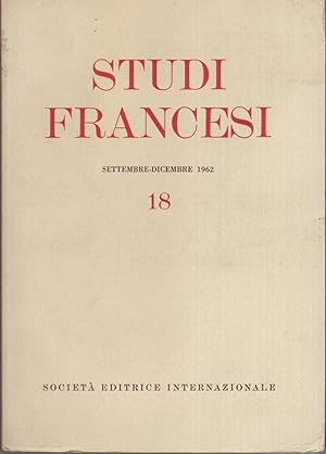 STUDI FRANCESI 18 Anno VI - Fascicolo III. Settembre - dicembre 1962.