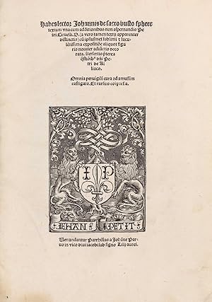Habes lector Johannis de Sacro Busto sphere textum una cum additionibus non aspernandis Petri Cir...