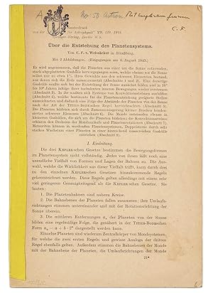 Seller image for ber die Entstehung des Planetensystems. pp. 319-355. for sale by Milestones of Science Books