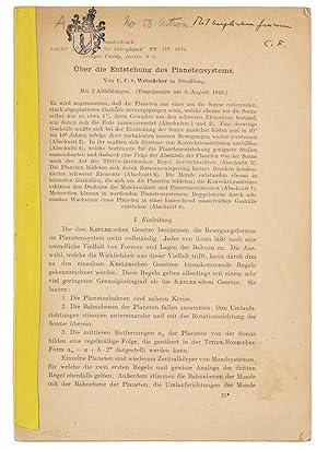 Seller image for ber die Entstehung des Planetensystems. pp. 319-355. for sale by Milestones of Science Books